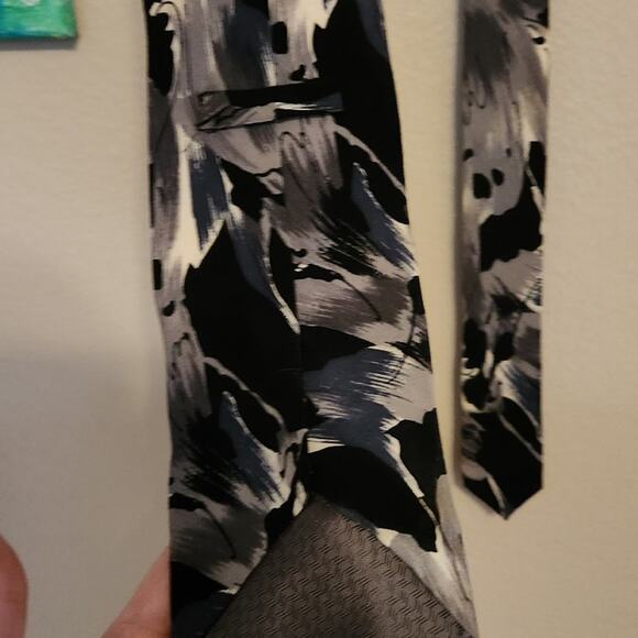 Tie black & grey 100% silk Pierre Balmann like watercolor beautiful wedding to c - Picture 2 of 9